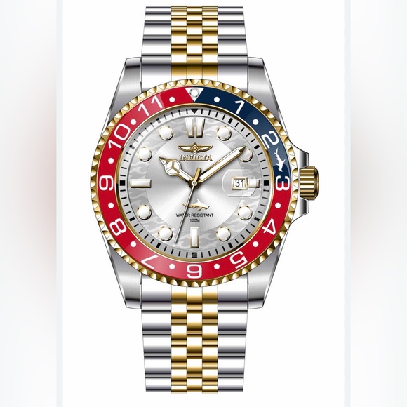 Invicta Two-Tone Watch with Red and Blue Bezel #40012